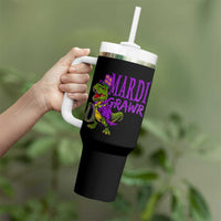 Dinosaur Mardi Gras Tumbler With Handle Funny Meme New Orleans Party Custume Beads - Wonder Print Shop