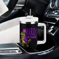 Dinosaur Mardi Gras Tumbler With Handle Funny Meme New Orleans Party Custume Beads - Wonder Print Shop