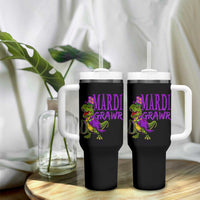 Dinosaur Mardi Gras Tumbler With Handle Funny Meme New Orleans Party Custume Beads - Wonder Print Shop