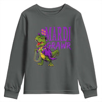 Dinosaur Mardi Gras Youth Sweatshirt Funny Meme New Orleans Party Custume Beads - Wonder Print Shop