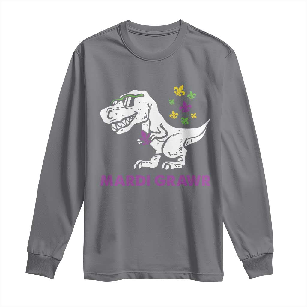 Mardi Gras Grawr Dinosaur Long Sleeve Shirt Fat Tuesday Kids
