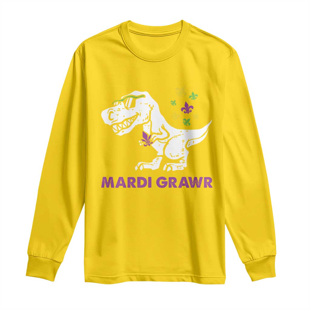 Mardi Gras Grawr Dinosaur Long Sleeve Shirt Fat Tuesday Kids