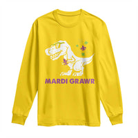 Mardi Gras Grawr Dinosaur Long Sleeve Shirt Fat Tuesday Kids
