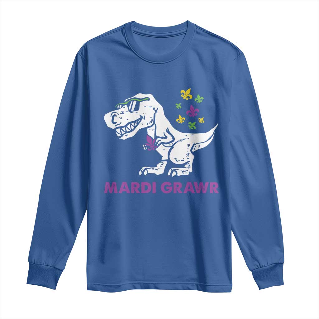 Mardi Gras Grawr Dinosaur Long Sleeve Shirt Fat Tuesday Kids