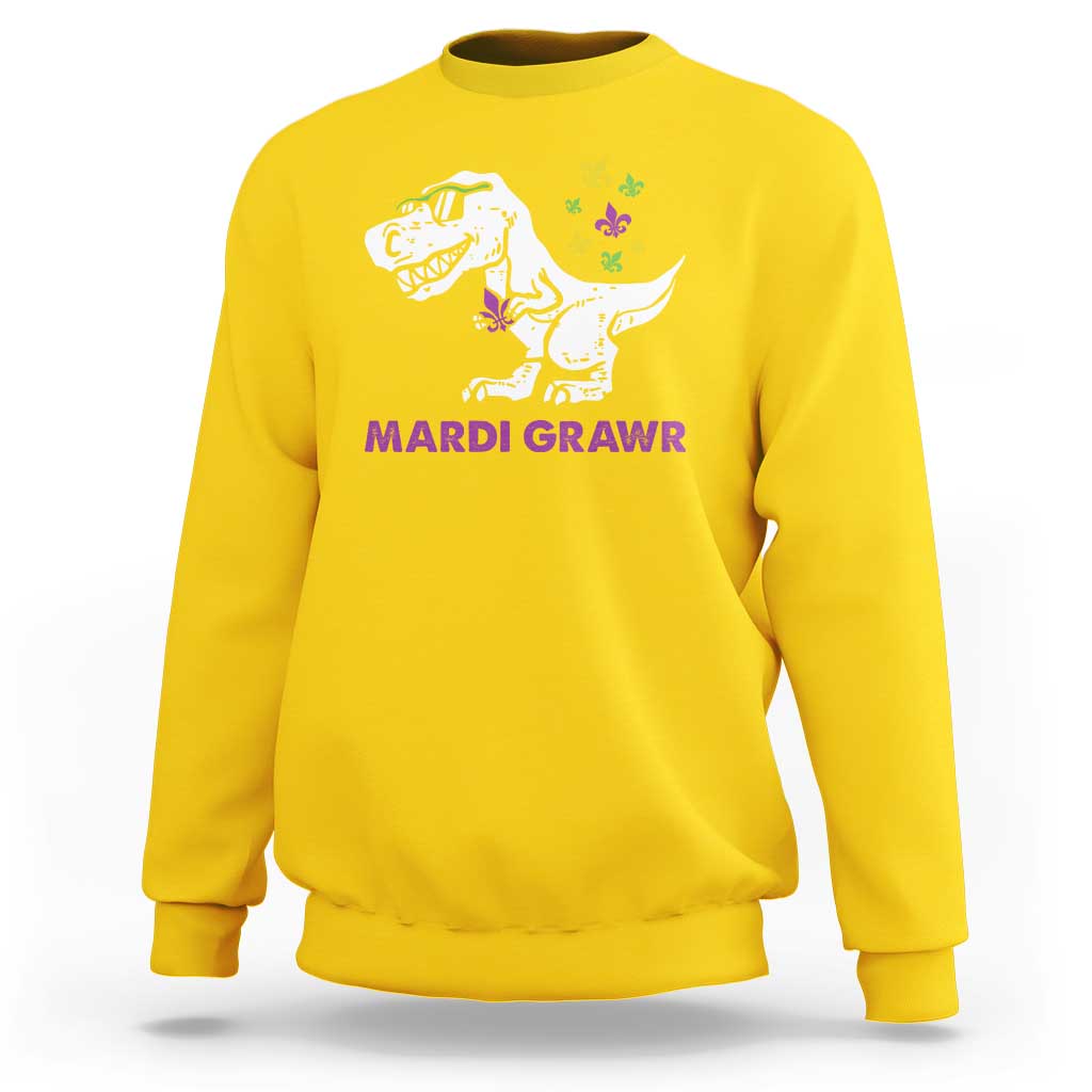 Mardi Gras Grawr Dinosaur Sweatshirt Fat Tuesday Kids