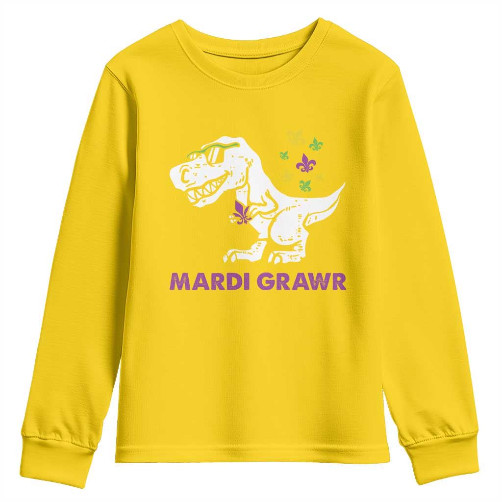 Mardi Gras Grawr Dinosaur Youth Sweatshirt Fat Tuesday Kids