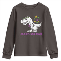 Mardi Gras Grawr Dinosaur Youth Sweatshirt Fat Tuesday Kids