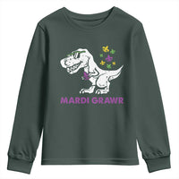 Mardi Gras Grawr Dinosaur Youth Sweatshirt Fat Tuesday Kids