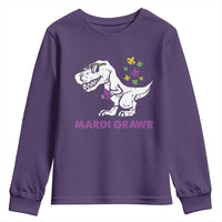 Mardi Gras Grawr Dinosaur Youth Sweatshirt Fat Tuesday Kids