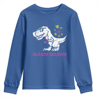 Mardi Gras Grawr Dinosaur Youth Sweatshirt Fat Tuesday Kids