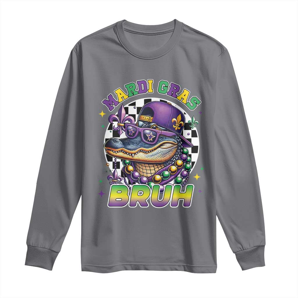 Bruh Mardi Gras Crocodile Long Sleeve Shirt Alligator Costume Teens Boys Kids