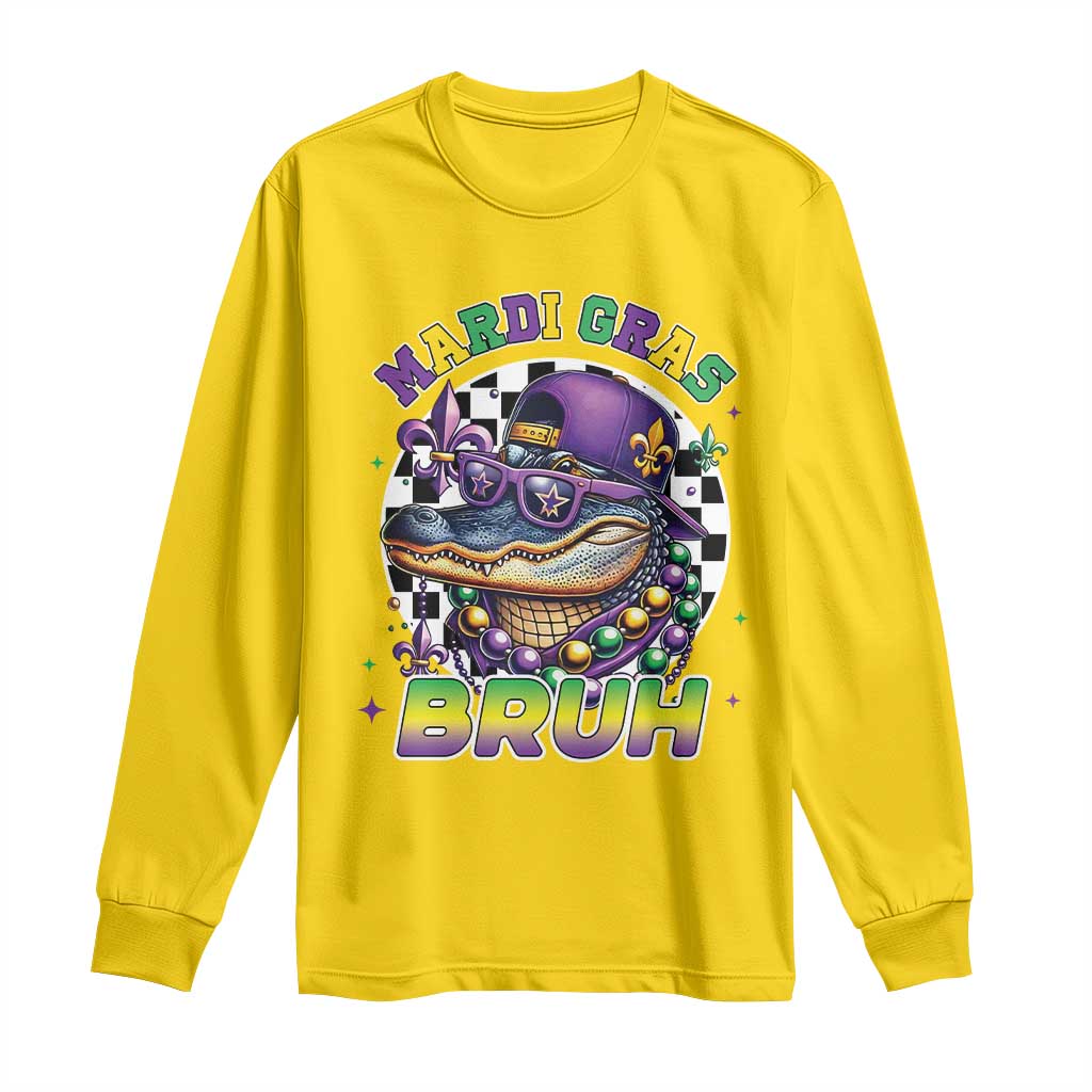 Bruh Mardi Gras Crocodile Long Sleeve Shirt Alligator Costume Teens Boys Kids
