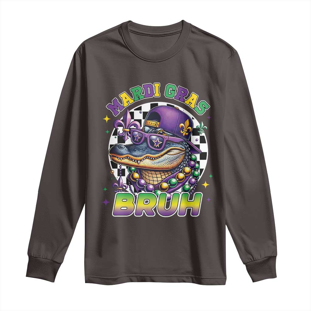Bruh Mardi Gras Crocodile Long Sleeve Shirt Alligator Costume Teens Boys Kids