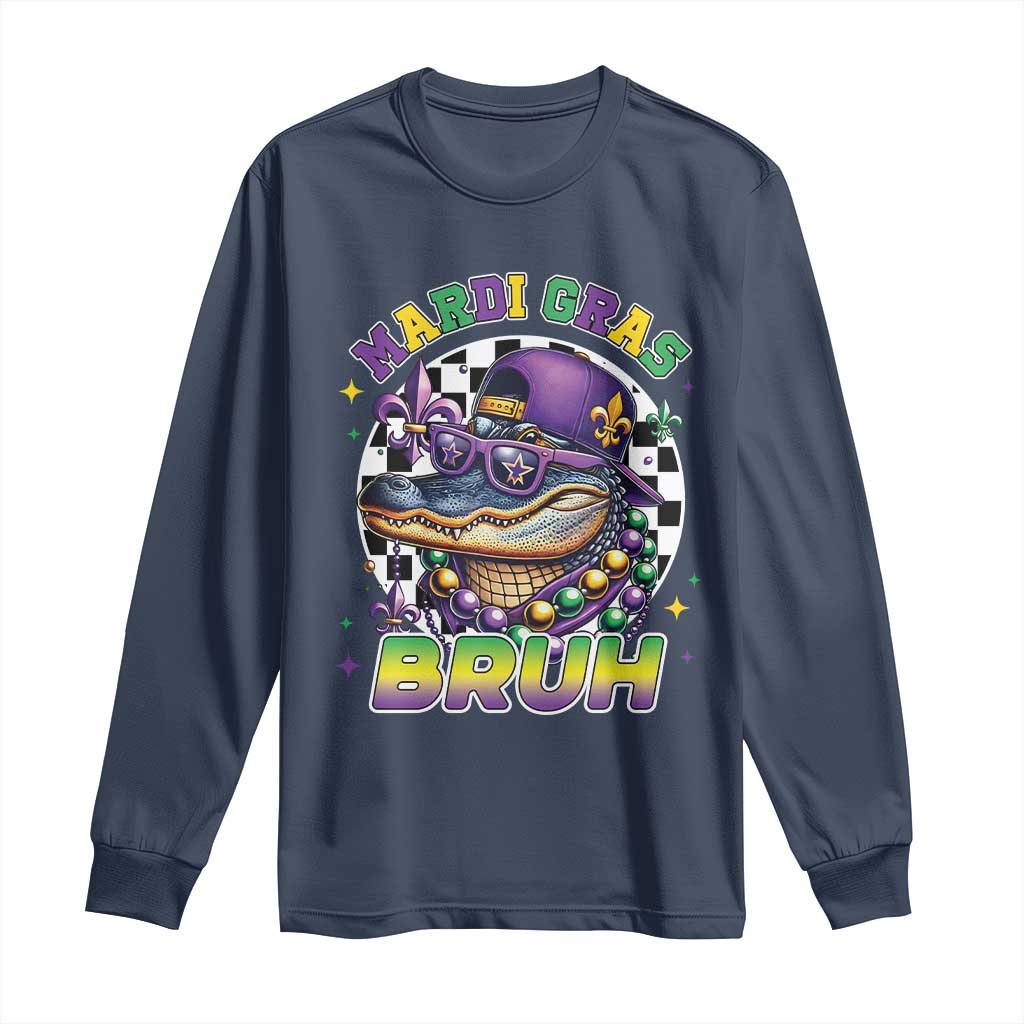 Bruh Mardi Gras Crocodile Long Sleeve Shirt Alligator Costume Teens Boys Kids