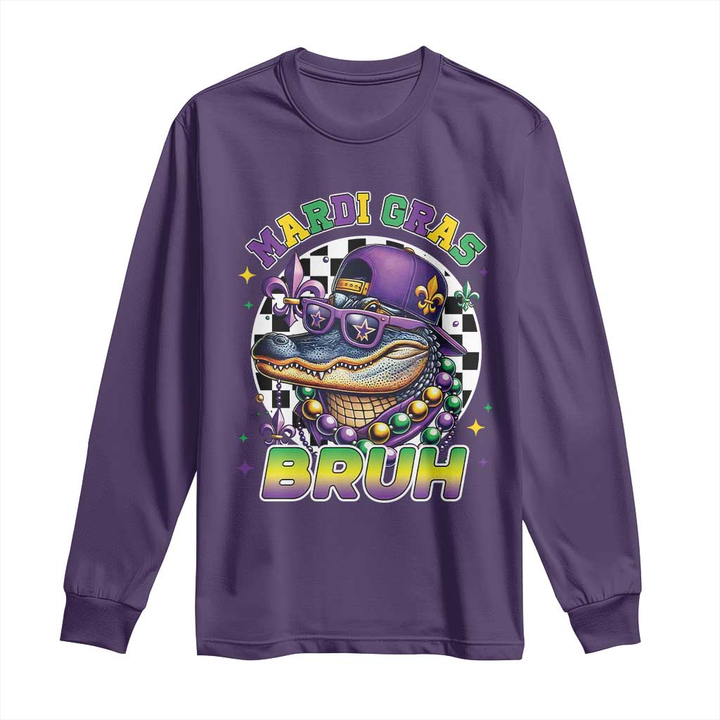 Bruh Mardi Gras Crocodile Long Sleeve Shirt Alligator Costume Teens Boys Kids