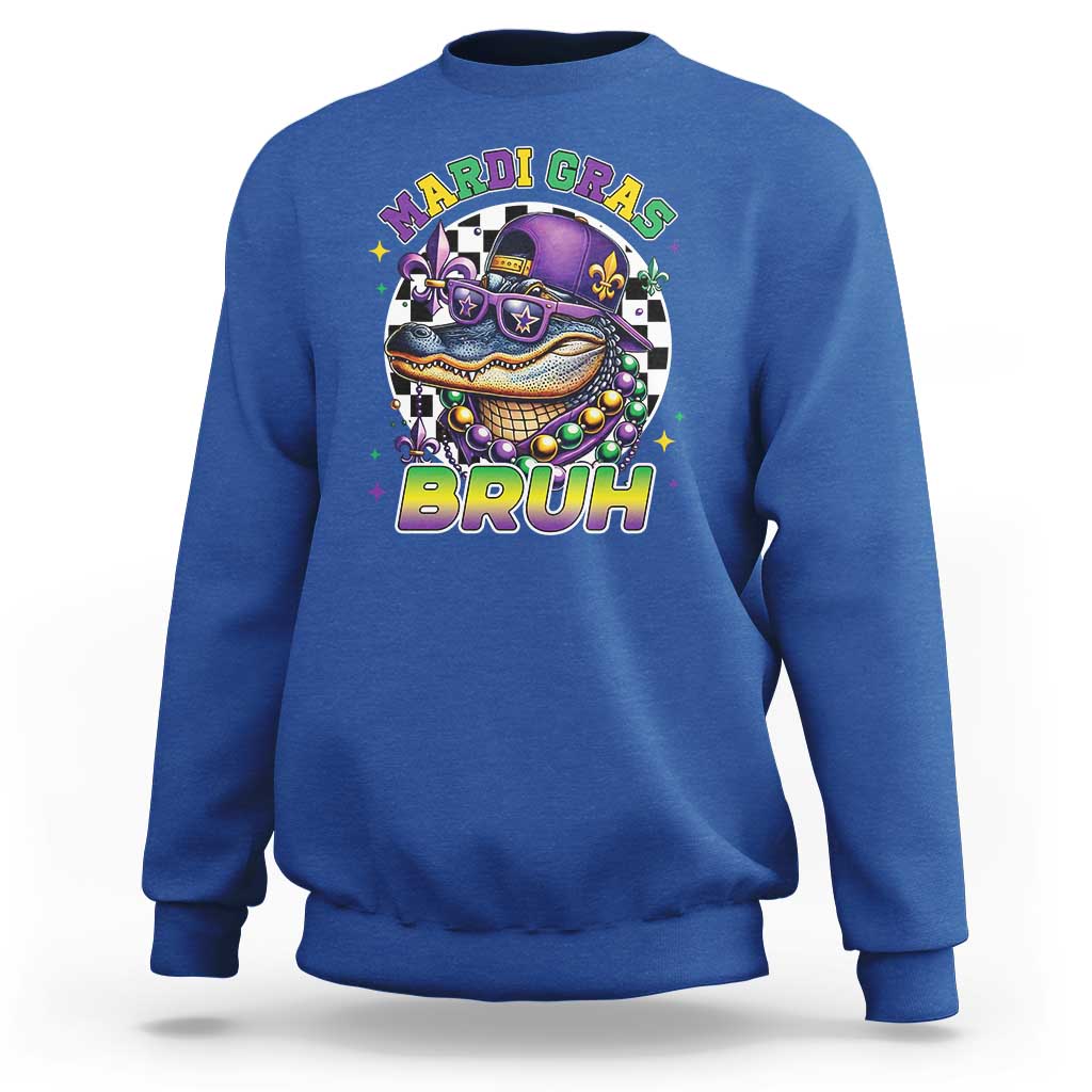 Bruh Mardi Gras Crocodile Sweatshirt Alligator Costume Teens Boys Kids