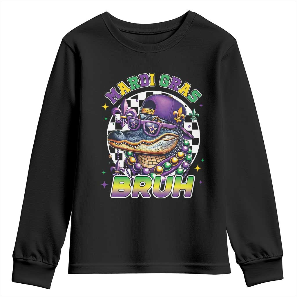 Bruh Mardi Gras Crocodile Youth Sweatshirt Alligator Costume Teens Boys Kids
