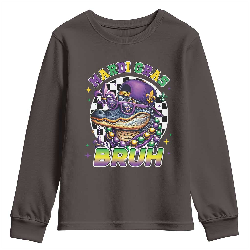 Bruh Mardi Gras Crocodile Youth Sweatshirt Alligator Costume Teens Boys Kids