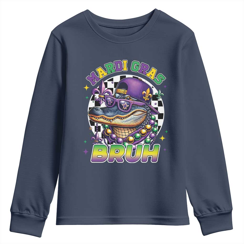 Bruh Mardi Gras Crocodile Youth Sweatshirt Alligator Costume Teens Boys Kids