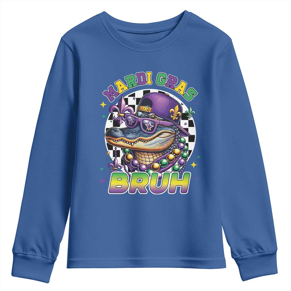 Bruh Mardi Gras Crocodile Youth Sweatshirt Alligator Costume Teens Boys Kids