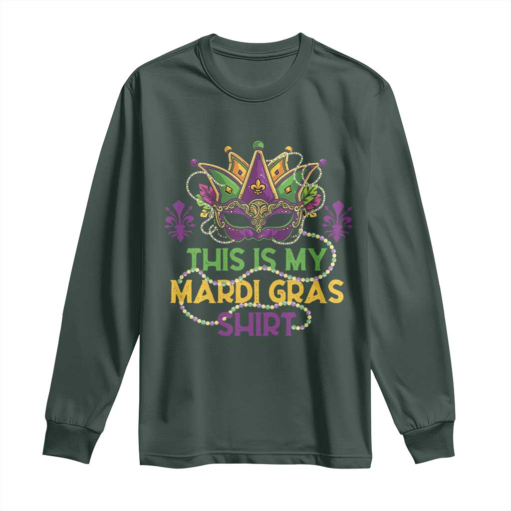 This Is My Mardi Gras Shirt Long Sleeve Shirt Funny Outfit Party Mask Costume