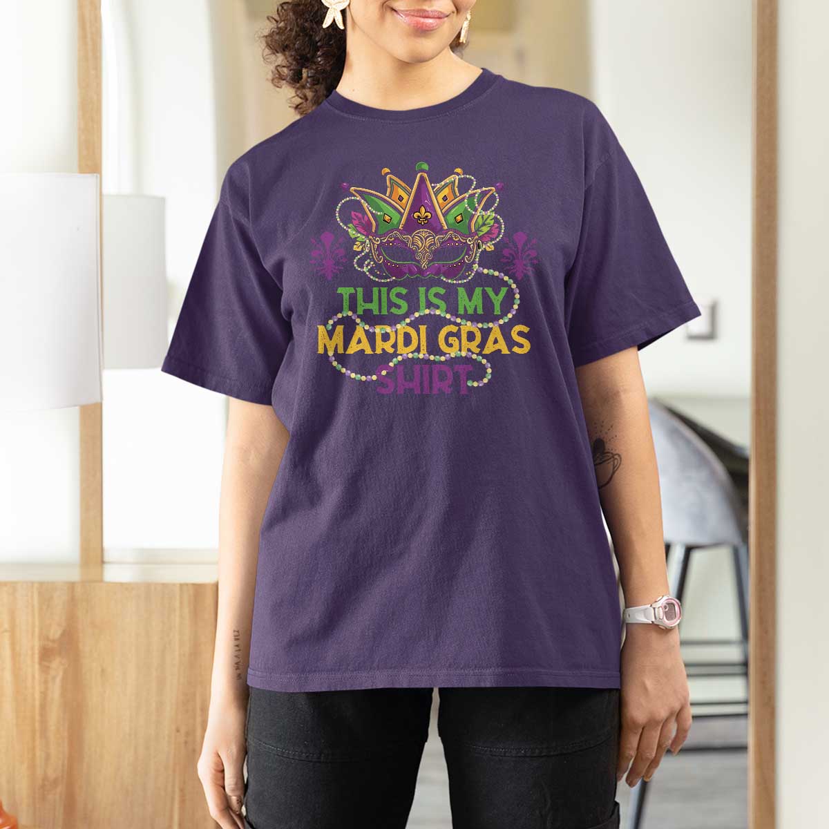 This Is My Mardi Gras Shirt T Shirt For Women Funny Outfit Party Mask Costume
