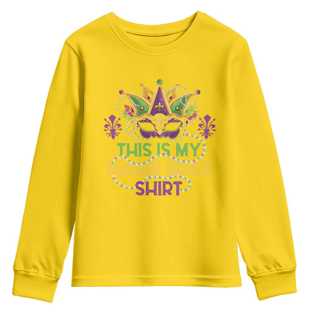 This Is My Mardi Gras Shirt Youth Sweatshirt Funny Outfit Party Mask Costume