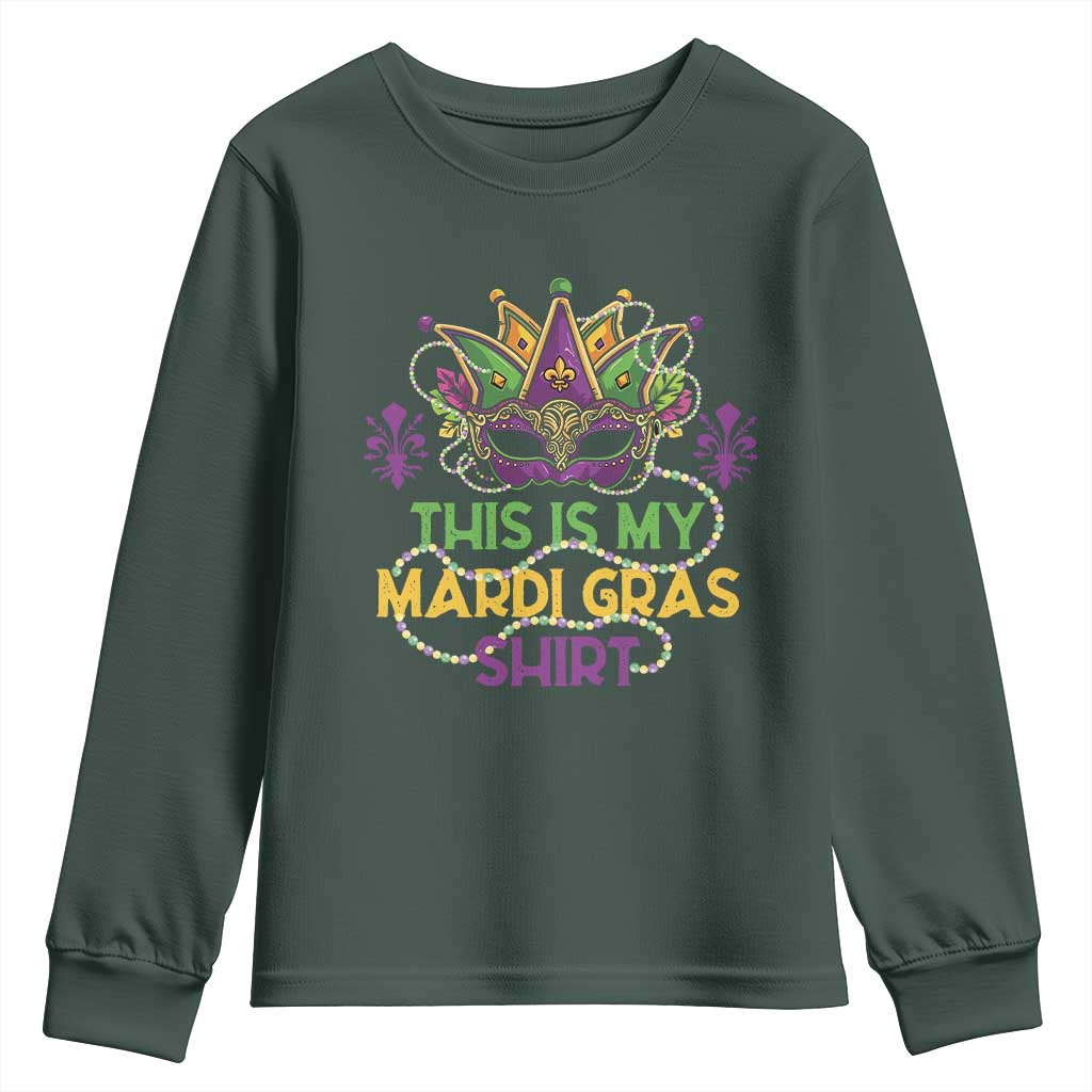 This Is My Mardi Gras Shirt Youth Sweatshirt Funny Outfit Party Mask Costume