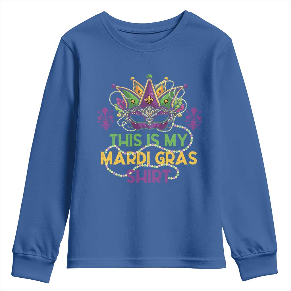 This Is My Mardi Gras Shirt Youth Sweatshirt Funny Outfit Party Mask Costume