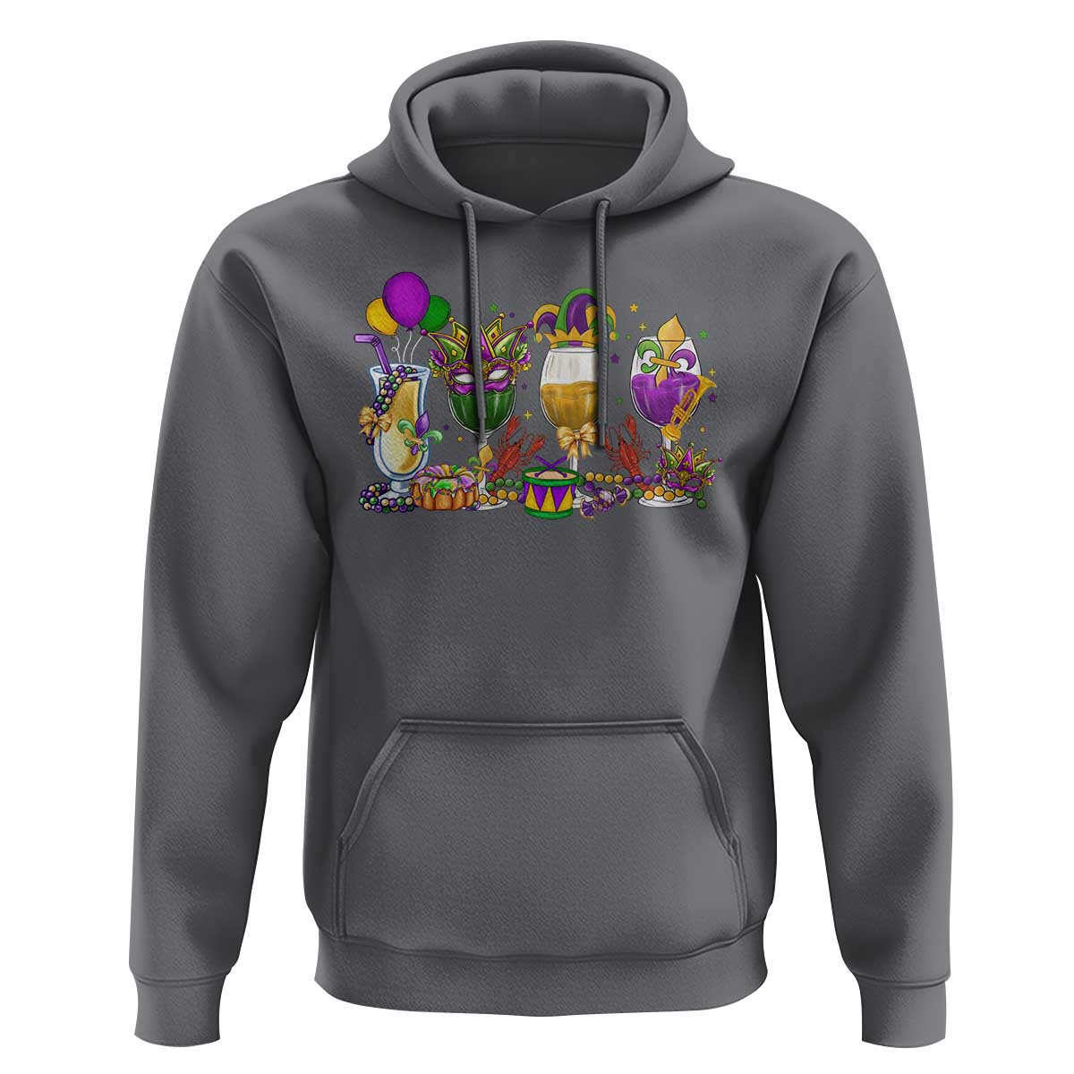 Mardi Gras Drinking Party Hoodie Fat Tuesday Wine Beads Carnival
