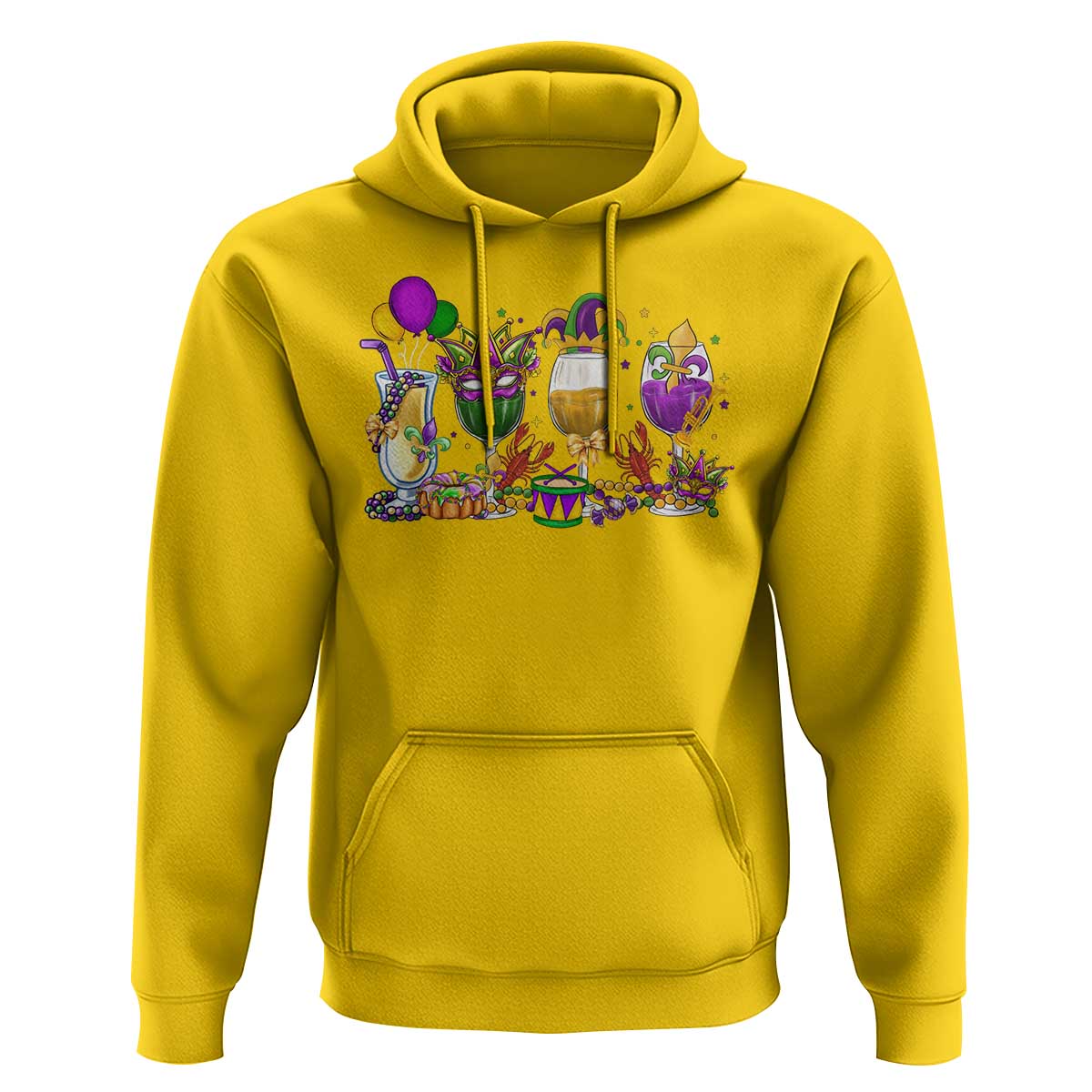 Mardi Gras Drinking Party Hoodie Fat Tuesday Wine Beads Carnival
