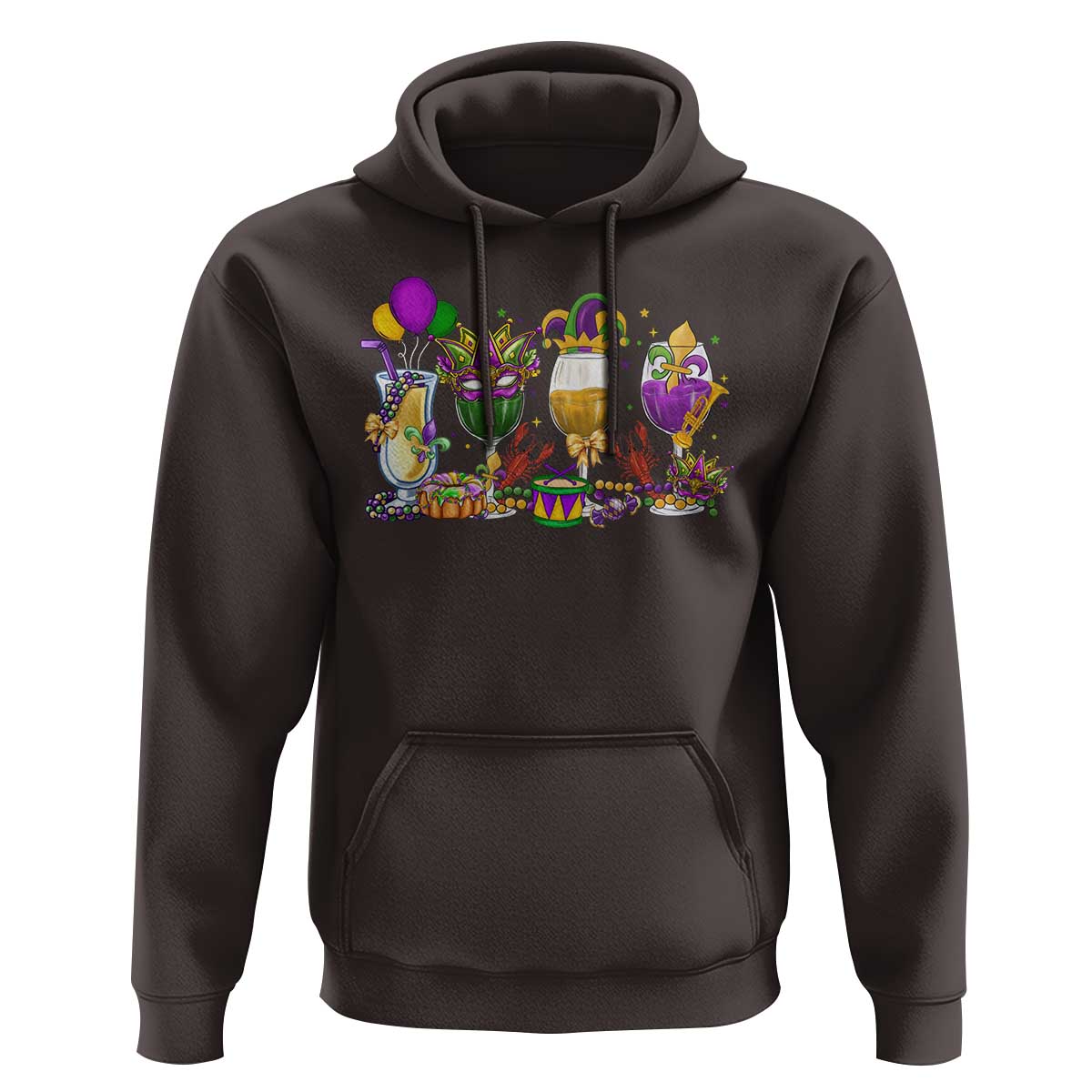 Mardi Gras Drinking Party Hoodie Fat Tuesday Wine Beads Carnival