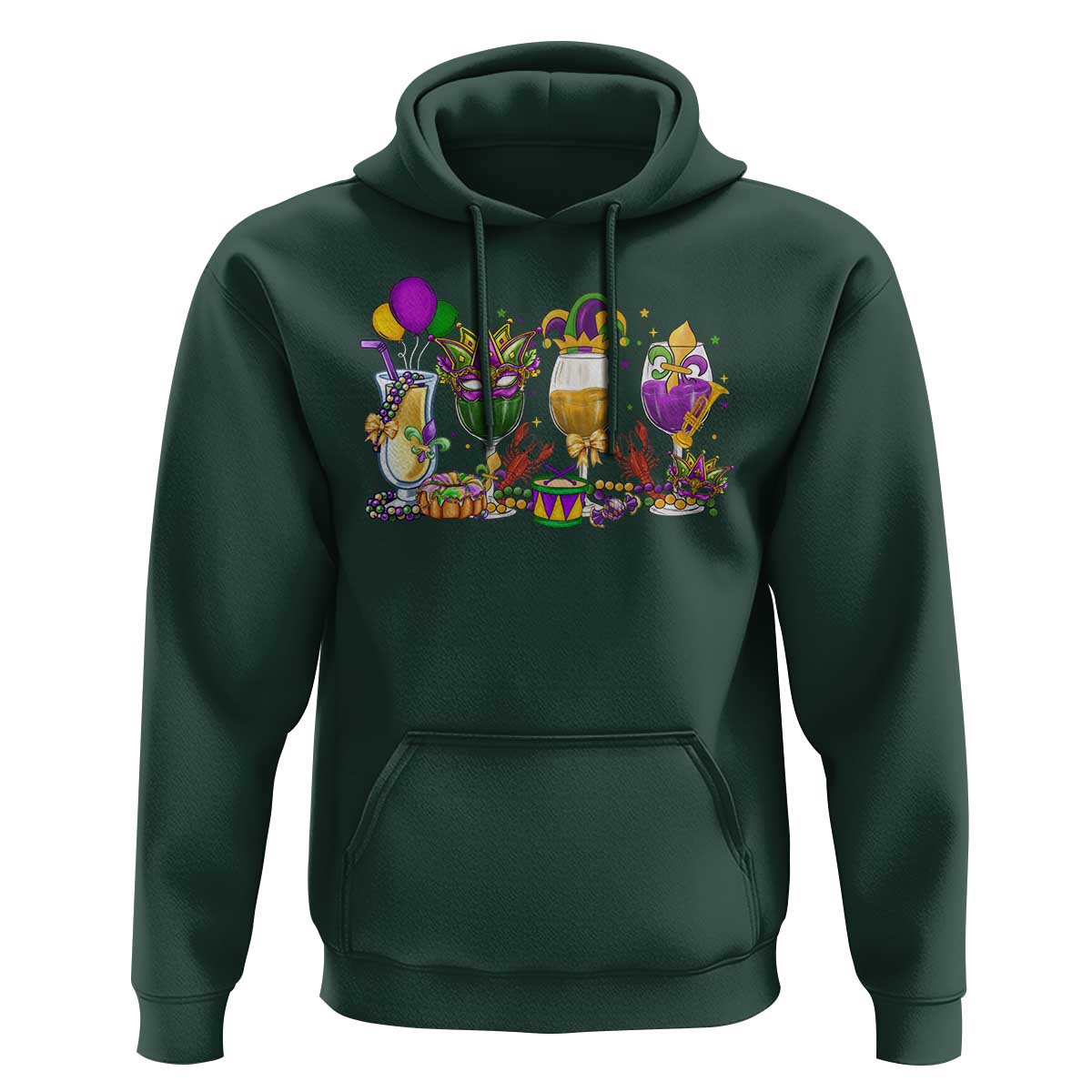 Mardi Gras Drinking Party Hoodie Fat Tuesday Wine Beads Carnival