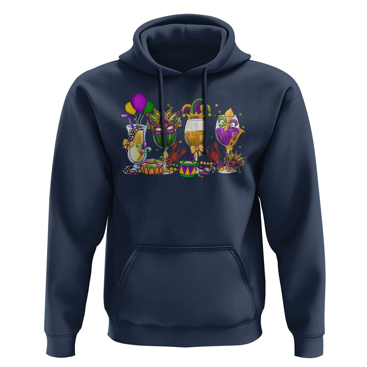 Mardi Gras Drinking Party Hoodie Fat Tuesday Wine Beads Carnival