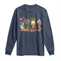 Mardi Gras Drinking Party Long Sleeve Shirt Fat Tuesday Wine Beads Carnival