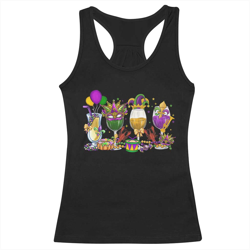 Mardi Gras Drinking Party Racerback Tank Top Fat Tuesday Wine Beads Carnival