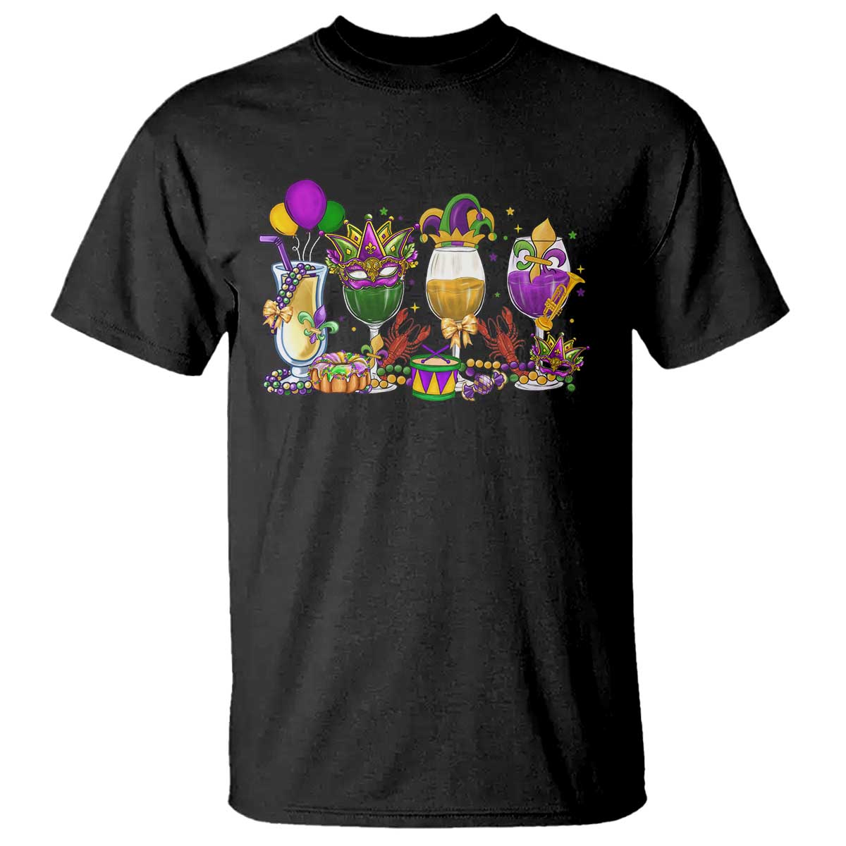 Mardi Gras Drinking Party T Shirt Fat Tuesday Wine Beads Carnival