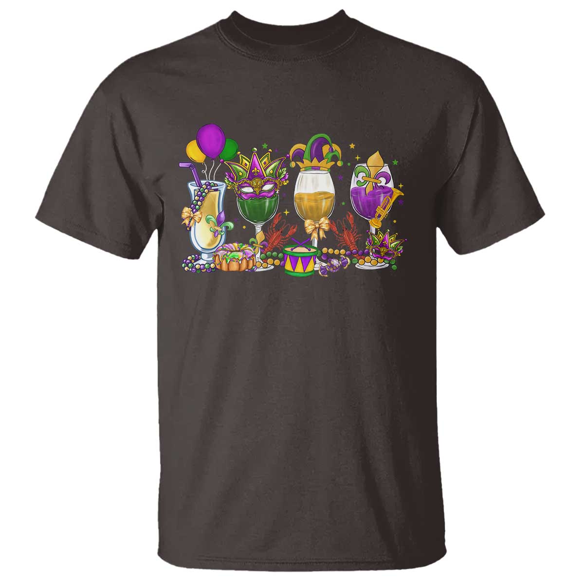 Mardi Gras Drinking Party T Shirt Fat Tuesday Wine Beads Carnival