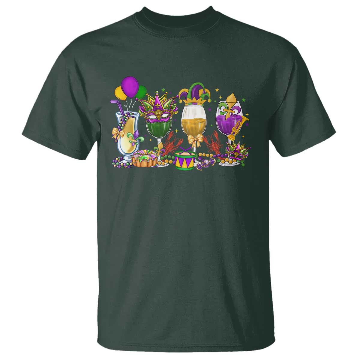 Mardi Gras Drinking Party T Shirt Fat Tuesday Wine Beads Carnival