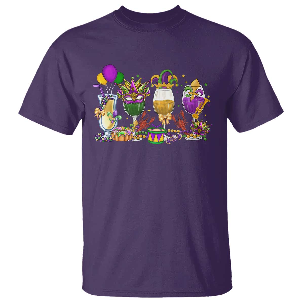 Mardi Gras Drinking Party T Shirt Fat Tuesday Wine Beads Carnival