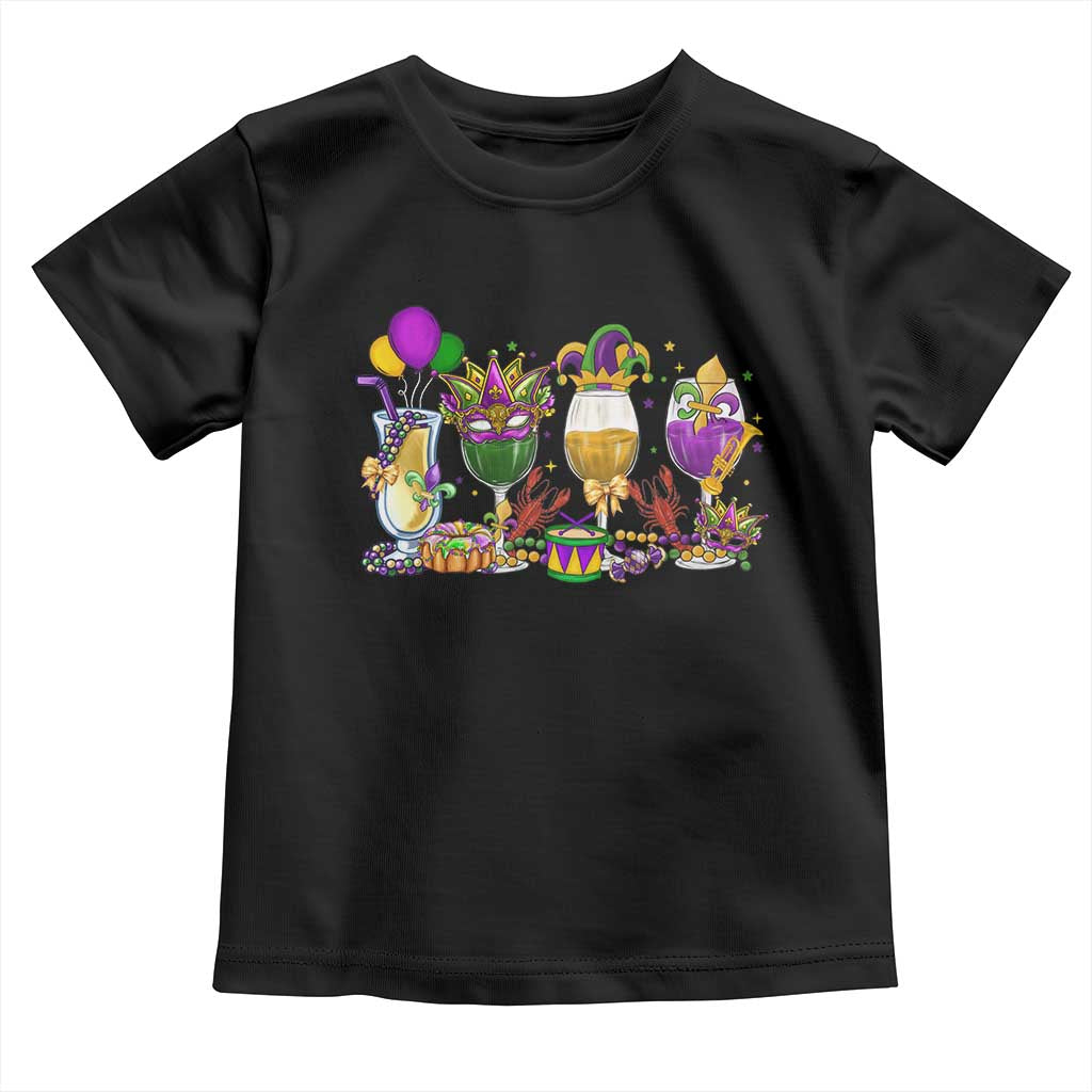 Mardi Gras Drinking Party Toddler T Shirt Fat Tuesday Wine Beads Carnival