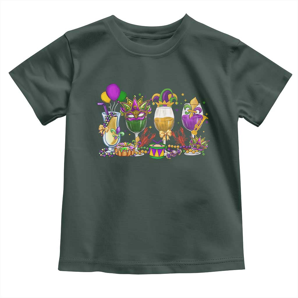 Mardi Gras Drinking Party Toddler T Shirt Fat Tuesday Wine Beads Carnival