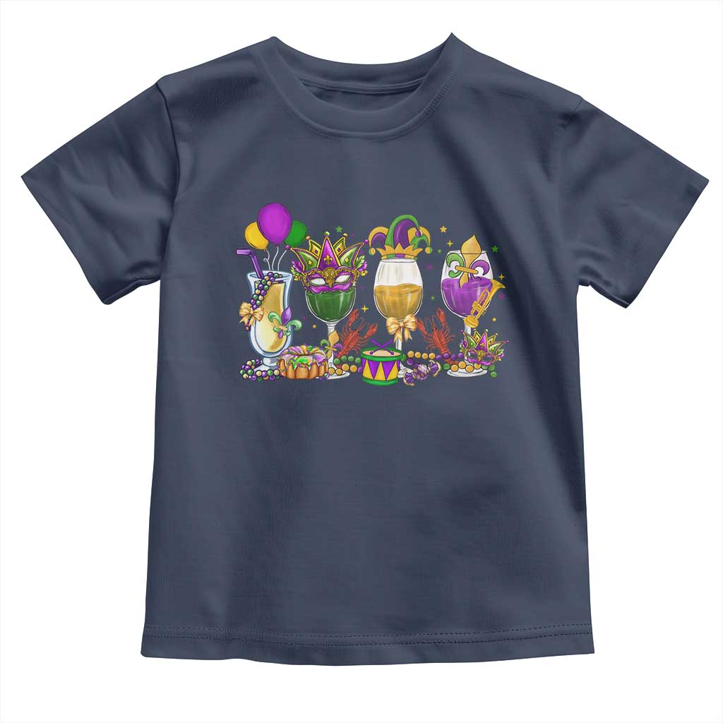 Mardi Gras Drinking Party Toddler T Shirt Fat Tuesday Wine Beads Carnival
