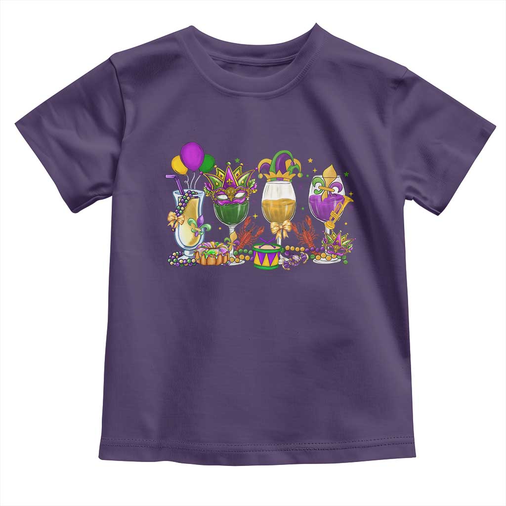 Mardi Gras Drinking Party Toddler T Shirt Fat Tuesday Wine Beads Carnival
