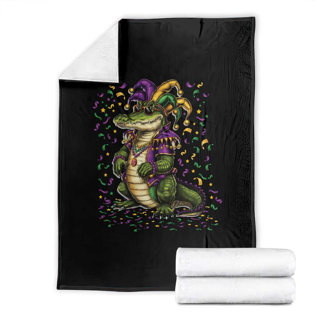 Mardigator Mardi Gras Throw Blanket Alligator Louisiana New Orleans Party Custume Beads - Wonder Print Shop