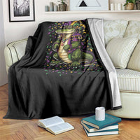 Mardigator Mardi Gras Throw Blanket Alligator Louisiana New Orleans Party Custume Beads - Wonder Print Shop