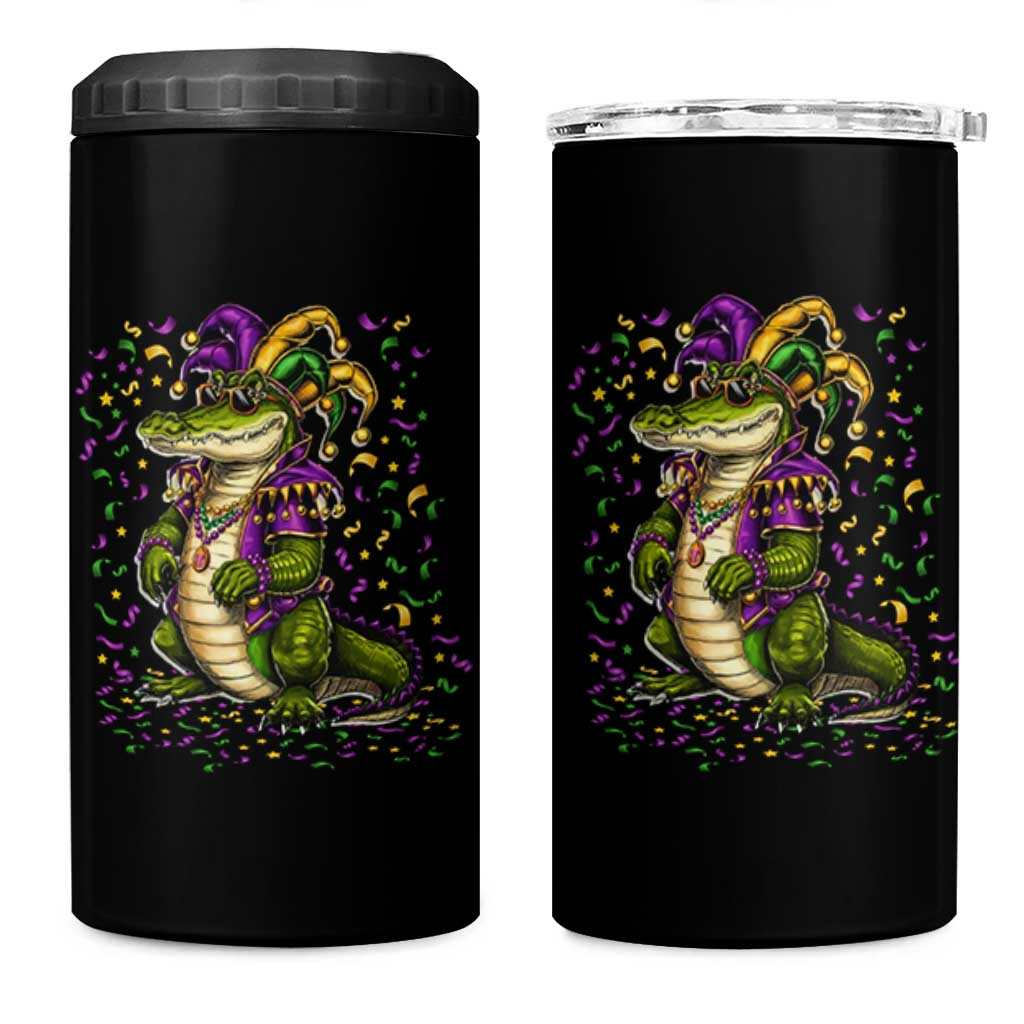 Mardigator Mardi Gras 4 in 1 Can Cooler Tumbler Alligator Louisiana New Orleans Party Custume Beads - Wonder Print Shop