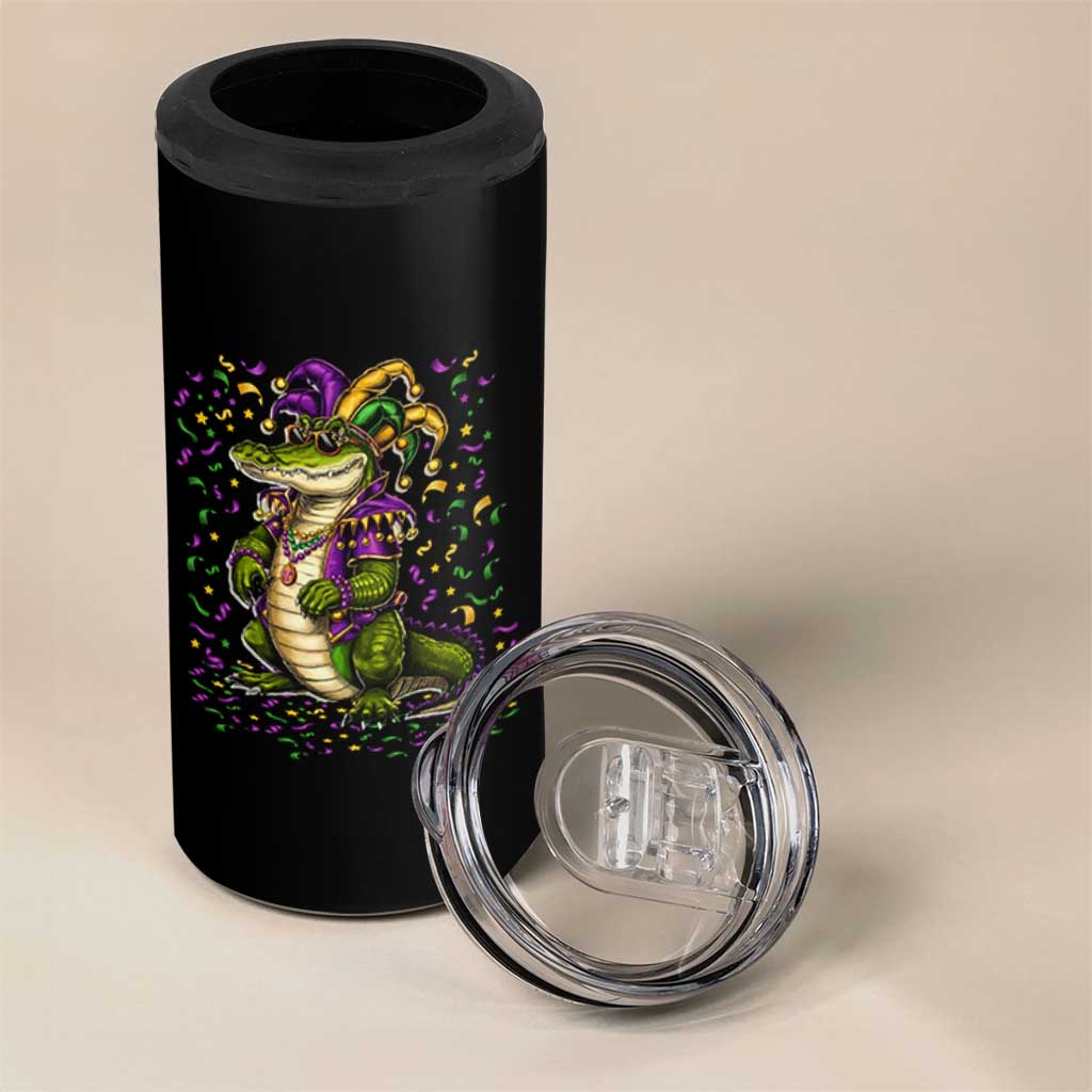 Mardigator Mardi Gras 4 in 1 Can Cooler Tumbler Alligator Louisiana New Orleans Party Custume Beads - Wonder Print Shop