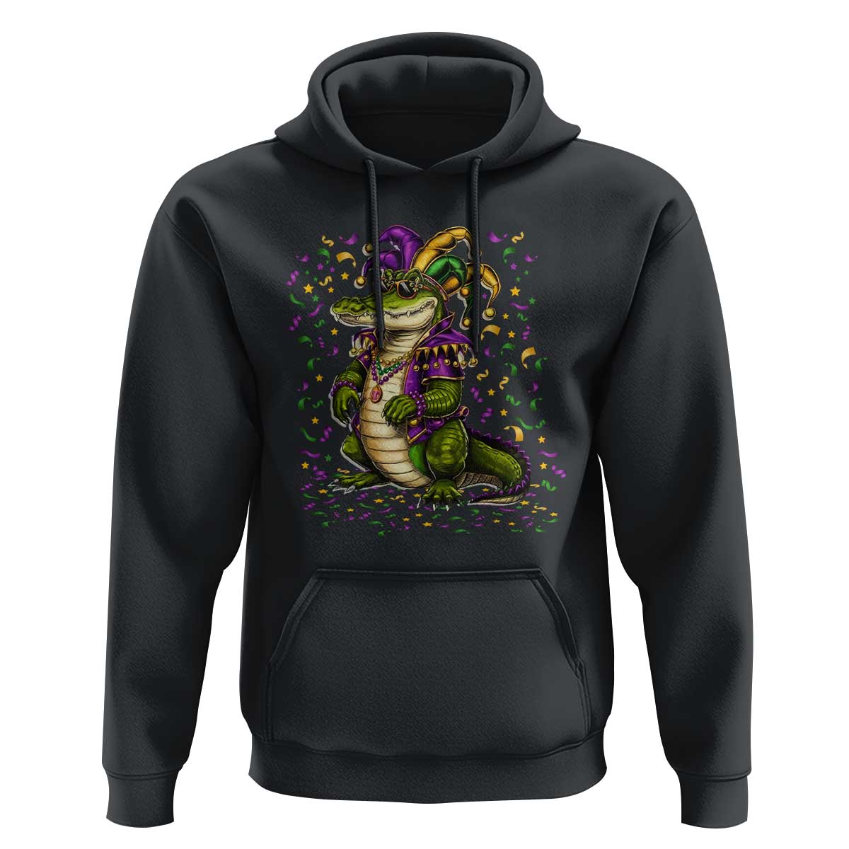 Mardigator Mardi Gras Hoodie Alligator Louisiana New Orleans Party Custume Beads - Wonder Print Shop