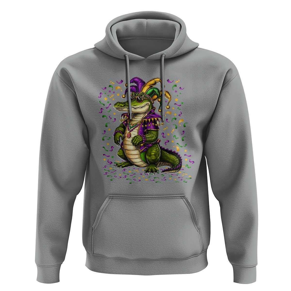 Mardigator Mardi Gras Hoodie Alligator Louisiana New Orleans Party Custume Beads - Wonder Print Shop